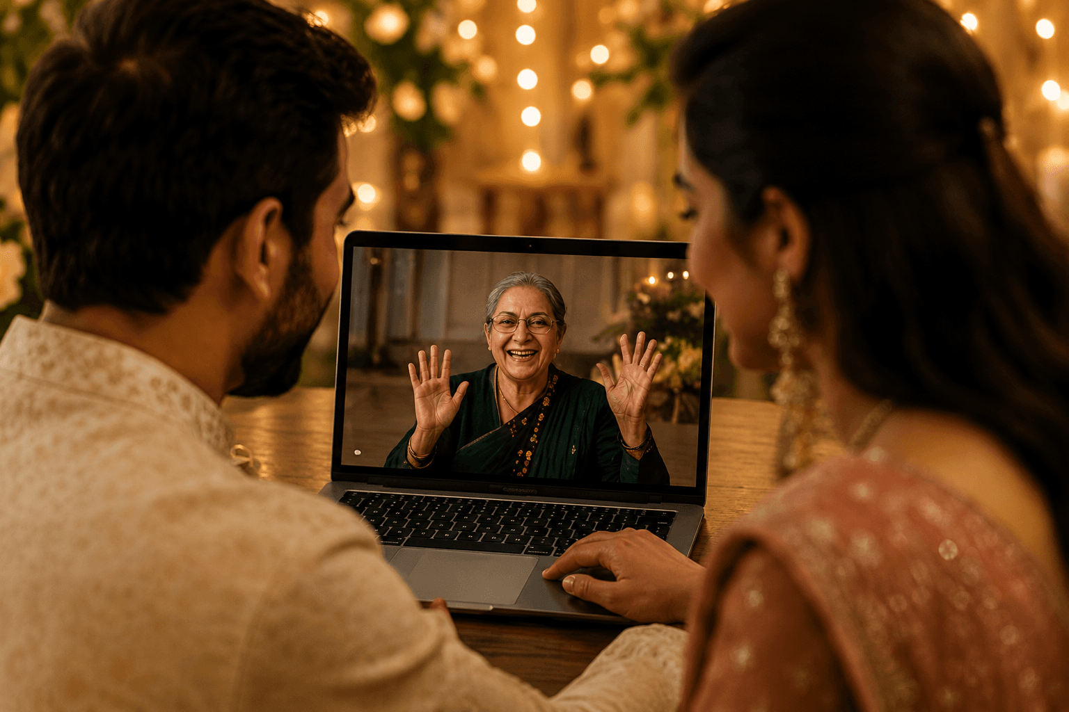 Couple watching a heartfelt PalStory video message together