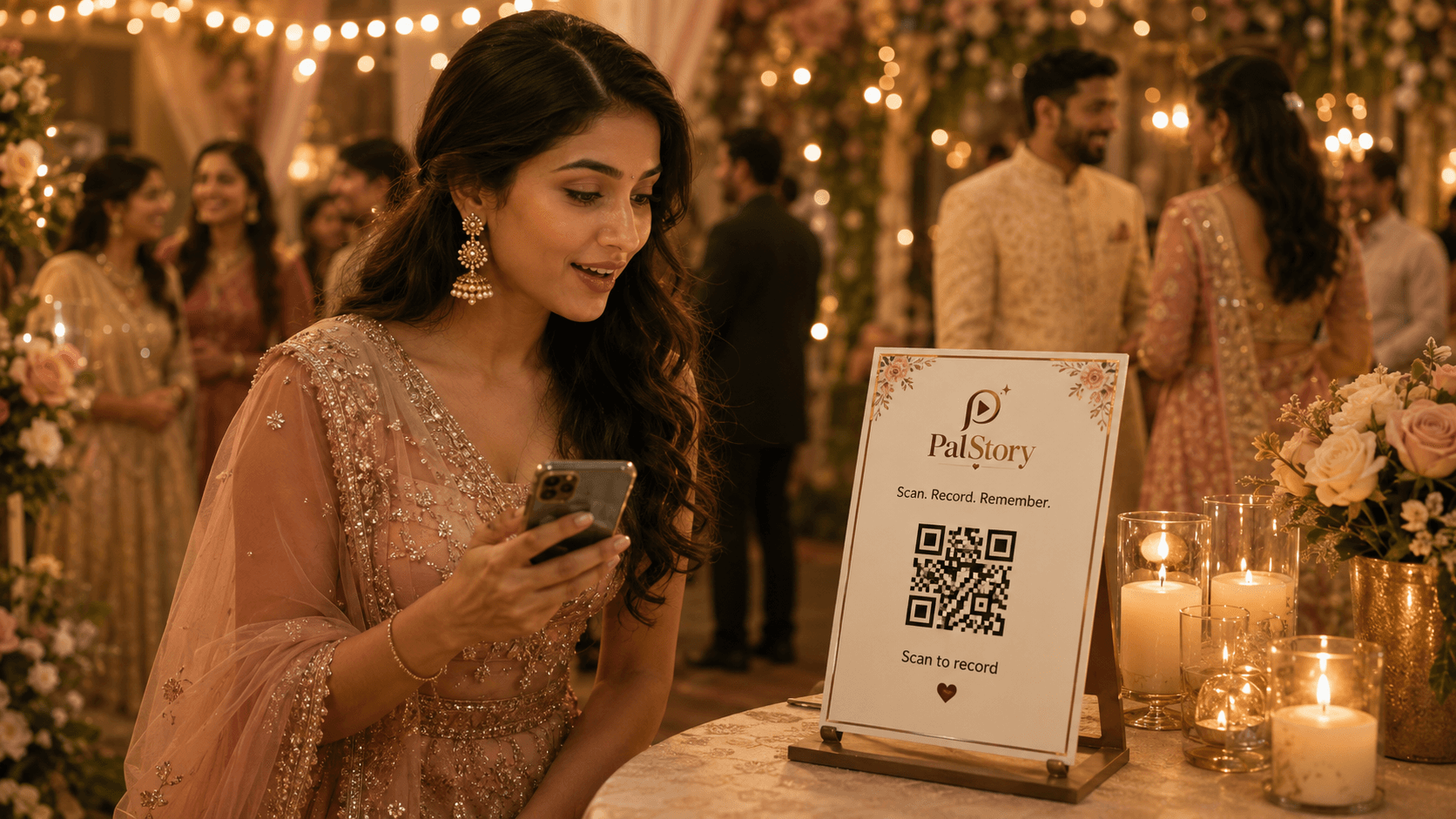 Guest discovering the PalStory QR code at an event