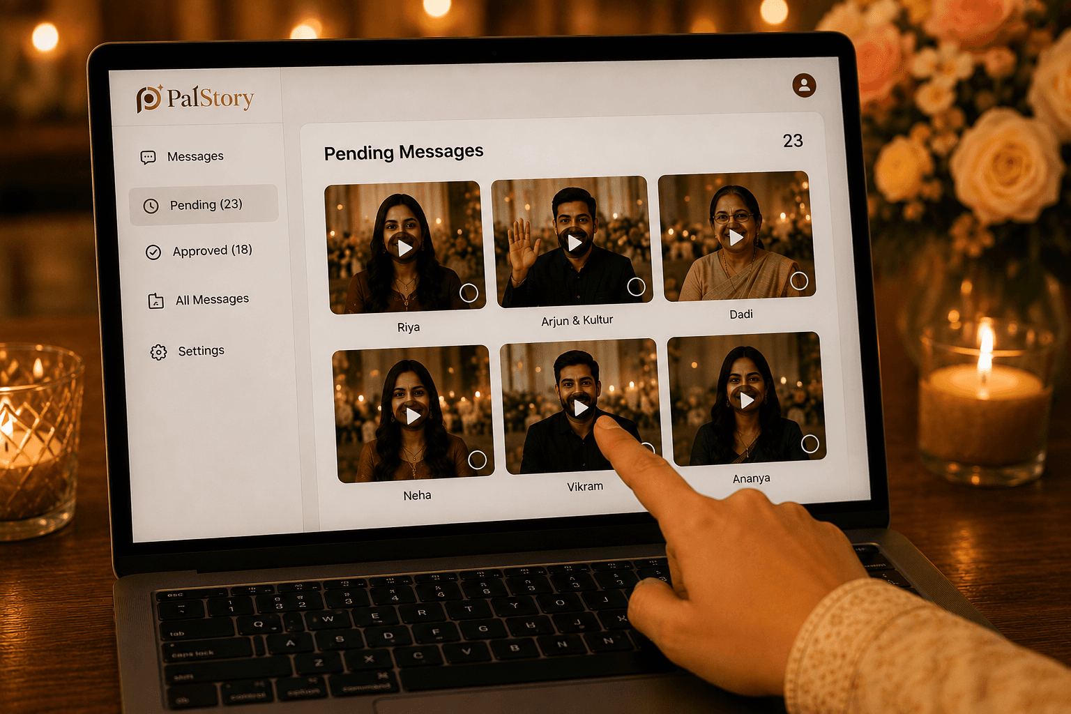 Organizer reviewing guest video submissions in PalStory